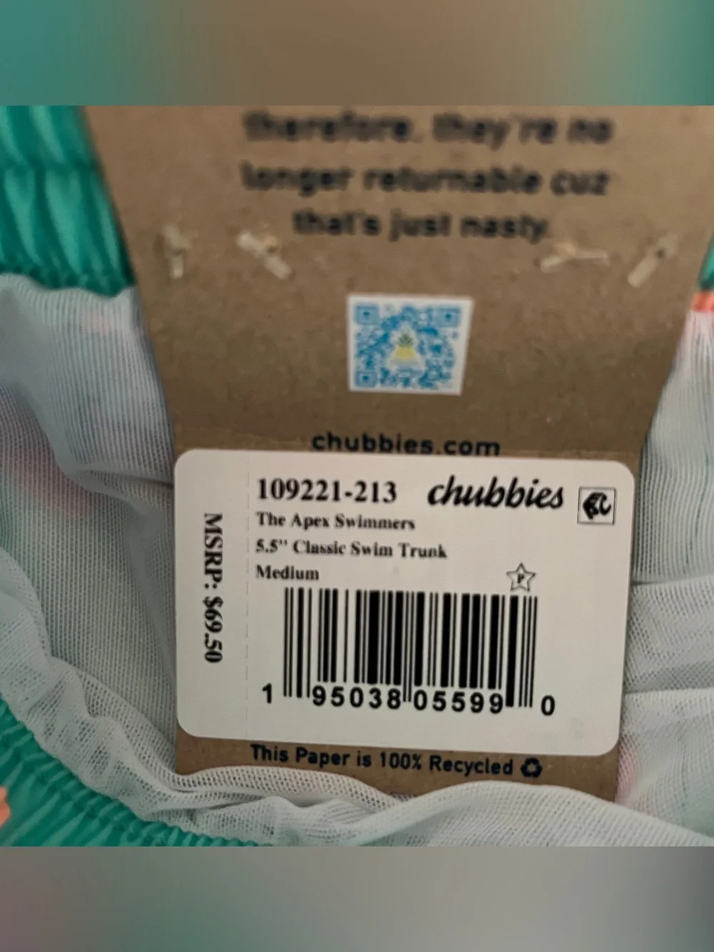 chubbies bright teal